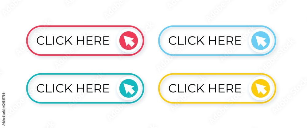 Search bar icon isolated on white background. Click here web button icon. Computer mouse cursor or hand pointer symbol. Button with hand an arrow clicking icon set. Vector illustration Search bar icon isolated on white background. Click here web button icon. Computer mouse cursor or hand pointer symbol. Button with hand an arrow clicking icon set. Vector illustration