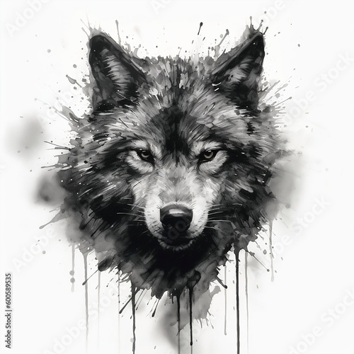 Print op canvas Logo de lobo mirando fijamente