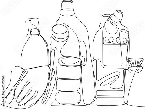 Home cleaning service landing page design concept, illustration of janitors with cleaning tools. Vector illustration