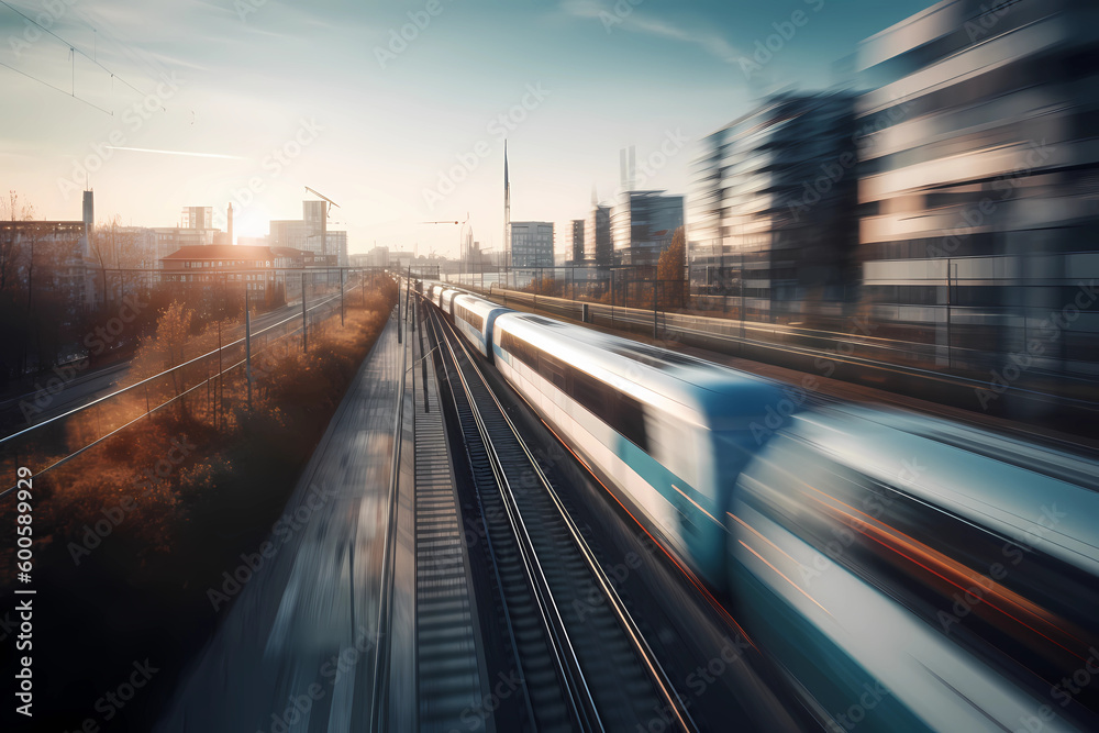 highspeed train motion blurred background shutter speed AI Generated highspeed train motion blurred background shutter speed AI Generated