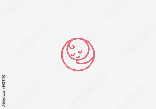 Logo Baby Care, Baby sleep, Mommy. Simple, Minimalist, Fun, Modern and Bold Line. Editable Color