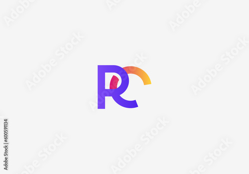 Logo R and C or RC or CR. Modern, Technology, Minimalist. Editable color