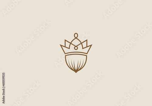 Logo Crown and acorn, Modern, Luxury, Minimalist and Gold. Editable color
