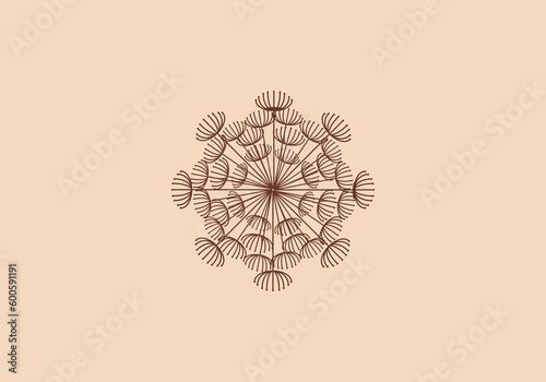 Logo mandala dandelion flower. Aesthetic and feminine, simple line and luxury modern. editable color.