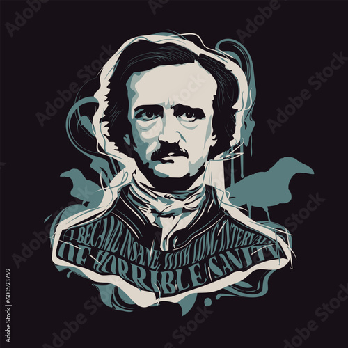 Edgar Allan Poe artistic vector portrait photo