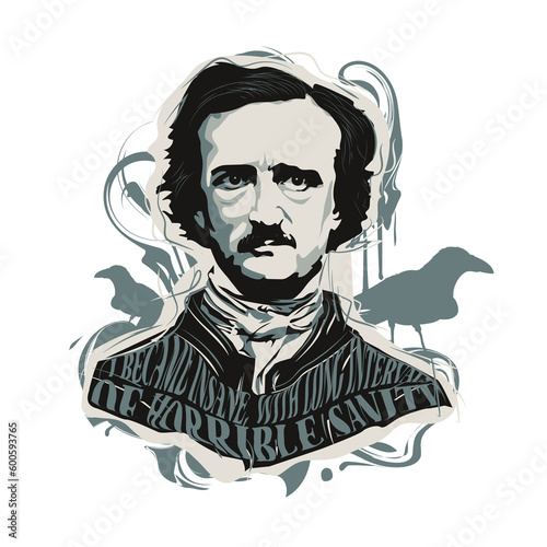 Εκτύπωση καμβά Edgar Allan Poe artistic vector portrait