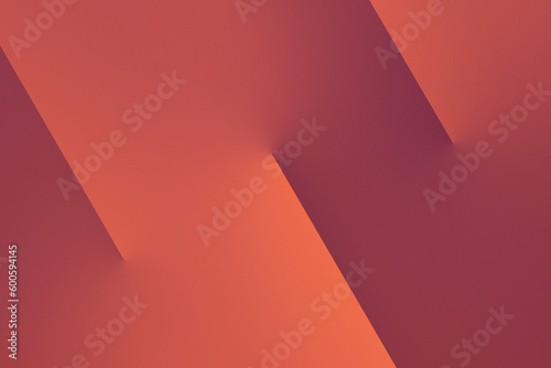 Red orange coral abstract background for design. Geometric shape. 3d, metallic effect. Stripes, lines. Light. Gradient. Burnt Sienna. Color autumn-winter 2023-2024. Modern.Futuristic.Minimal.Template.