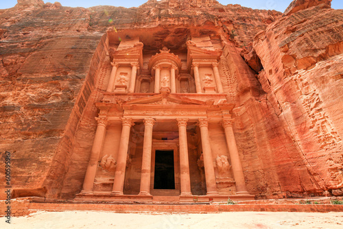 Ancient temple of Al-Khazneh (The Treasury) at the ancient city of Petra. 