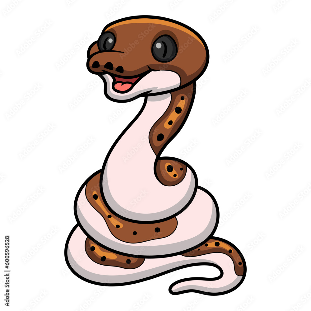 Fototapeta premium Cute pied reticulated python cartoon