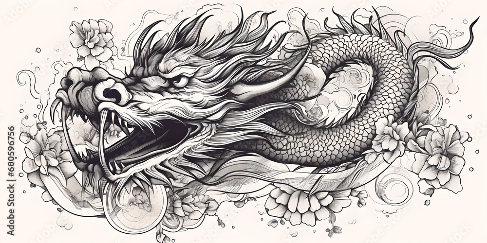 Asian dragon, generative ai illustration Asian dragon, generative ai illustration