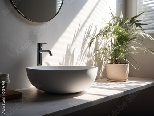 Elegant vessel sink in modern bathroom  generative ai