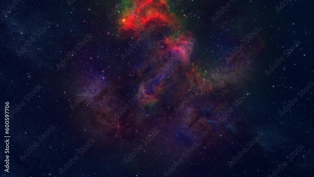 Flying In Nebula for scientific films and cinematic in space