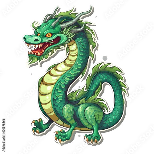 Green wood dragon  generative ai illustration