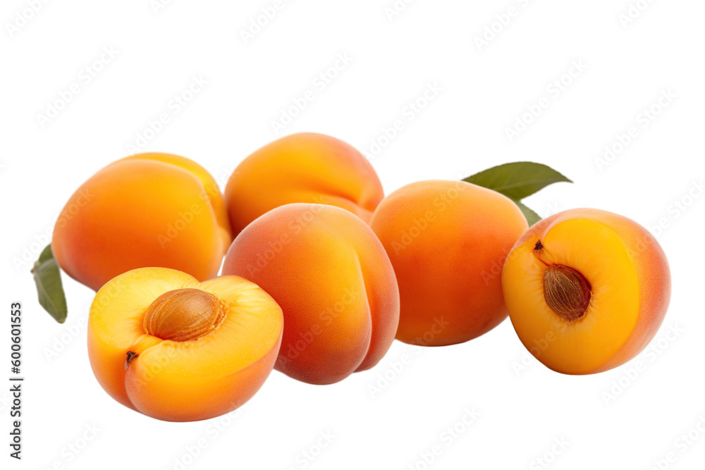 Stock photo of fresh Apricots on a pristine white isolated PNG Stock photo of fresh Apricots on a pristine white isolated PNG