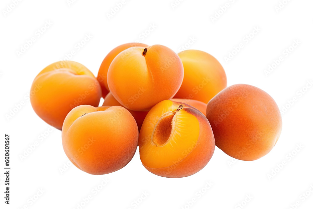 Stock photo of fresh Apricots on a pristine white isolated PNG Stock photo of fresh Apricots on a pristine white isolated PNG