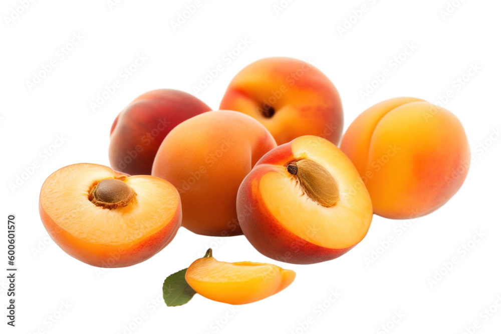 Stock photo of fresh Apricots on a pristine white isolated PNG Stock photo of fresh Apricots on a pristine white isolated PNG
