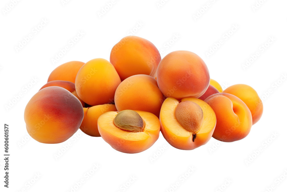 Stock photo of fresh Apricots on a pristine white isolated PNG Stock photo of fresh Apricots on a pristine white isolated PNG