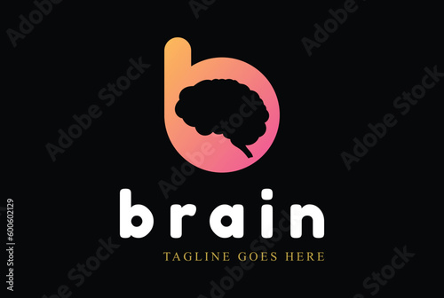 Modern Simple Initial Letter B for Brain Smart Mind Intelligence Technology Logo Design