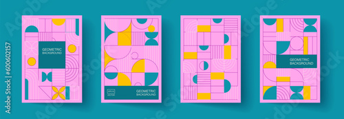 Trendy covers design. Minimal geometric shapes compositions. Applicable for brochures, posters, covers and banners.