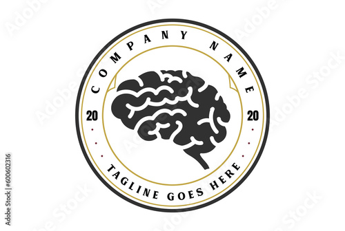 Vintage Circular Neuron Brain Doctor Clinic Care Stamp Logo Design