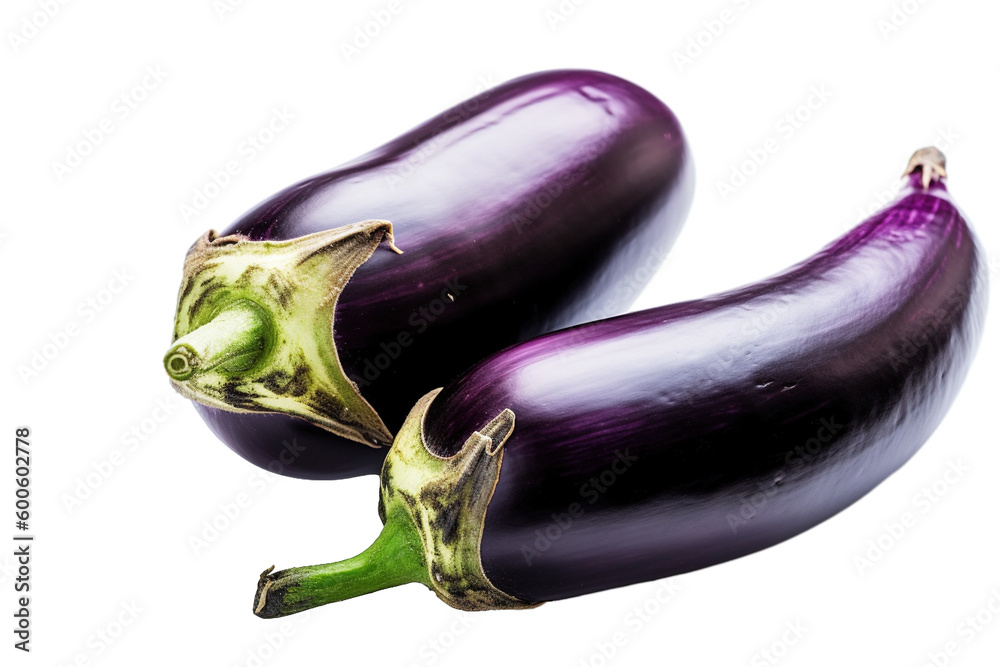 A bright and vibrant stock photo of fresh Aubergines isolated PNG A bright and vibrant stock photo of fresh Aubergines isolated PNG