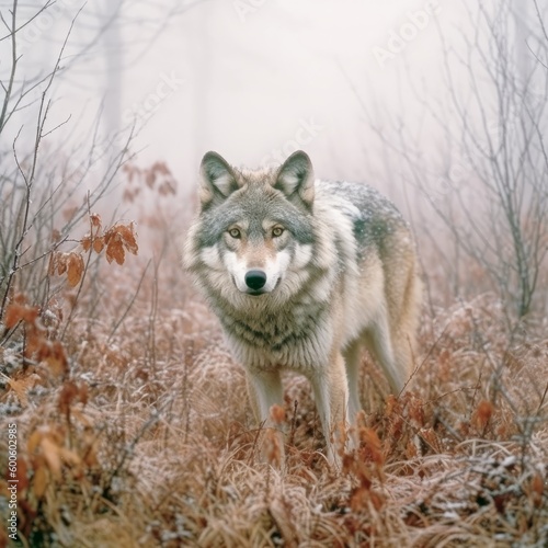 Wolf in the woods. Generative AI