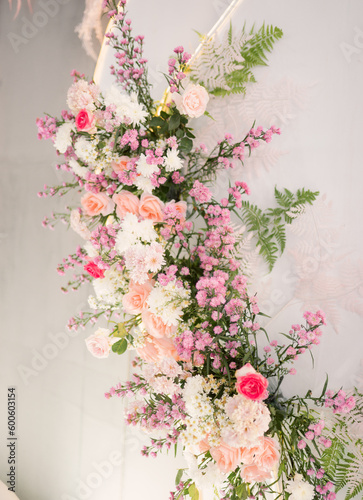 pink flowers on a wooden background