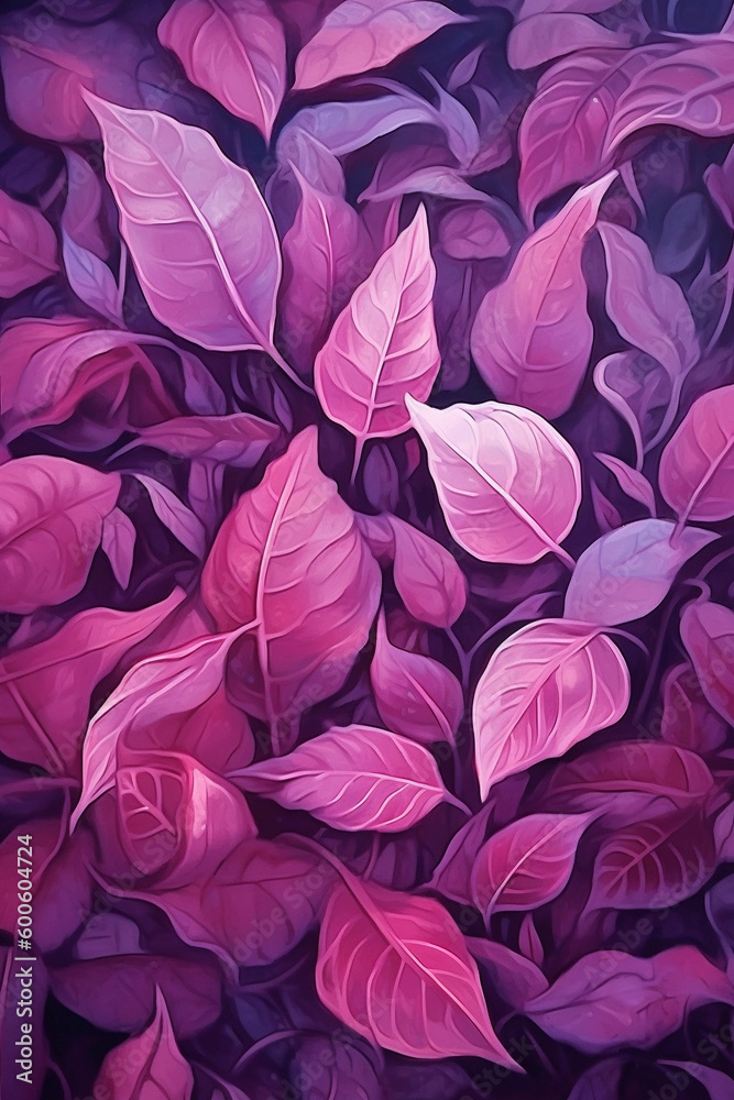 Purple and Pink Leaf Background Generative AI