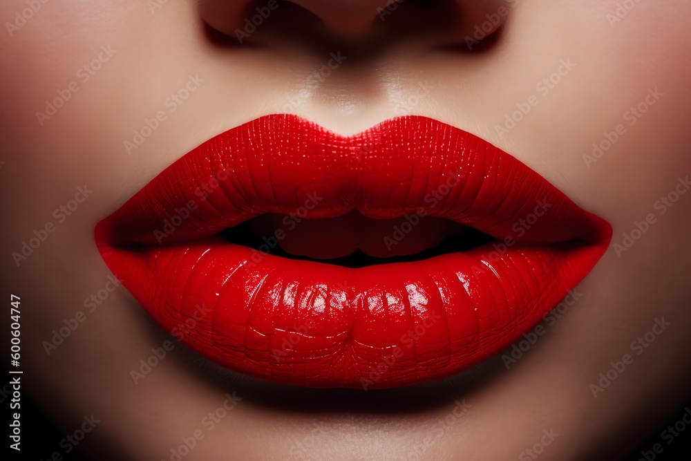 Fototapeta premium close up lips of red lips