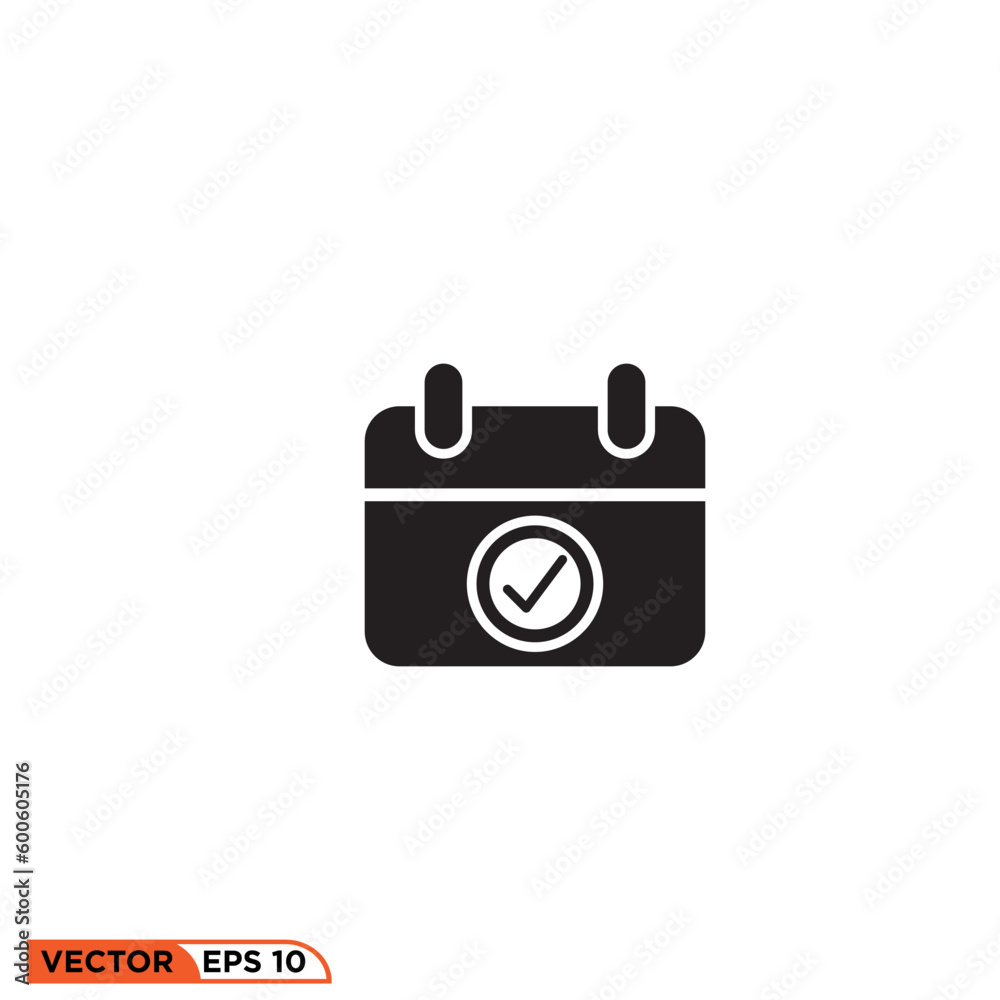 Icon vector graphic of calendar approval Icon vector graphic of calendar approval