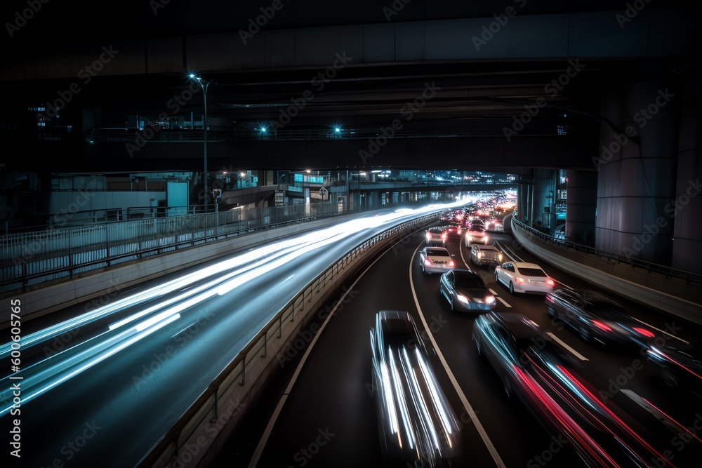 traffic on highway at night traffic on highway at night