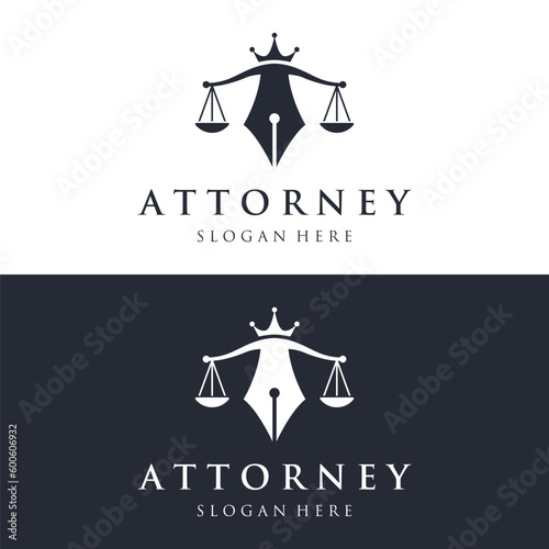 Law firm and attorney Logo.Justice template with pillar, sword and scales concept.Vector illustration.