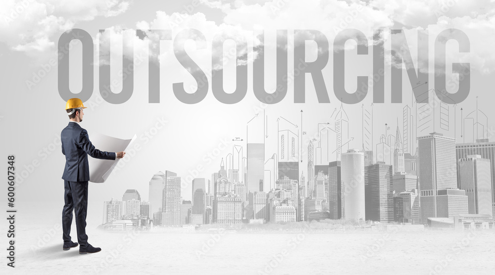 Young businessman with hard hat