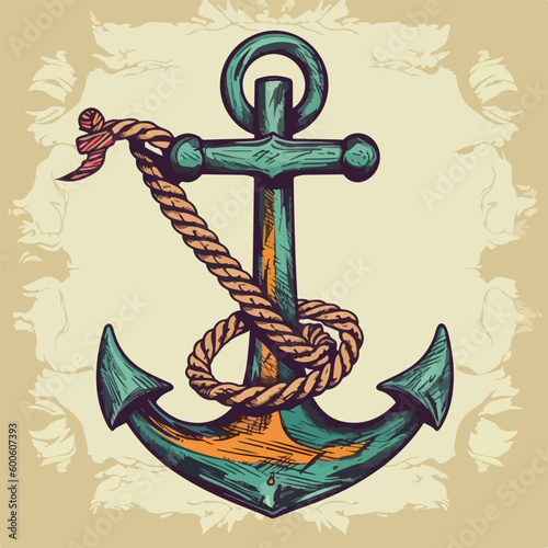 marine anchor vintage emblem badge nautical vector illustration
