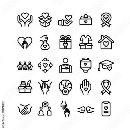 Outline Charity Icon Set