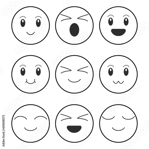 A doodle of smileys and a smile