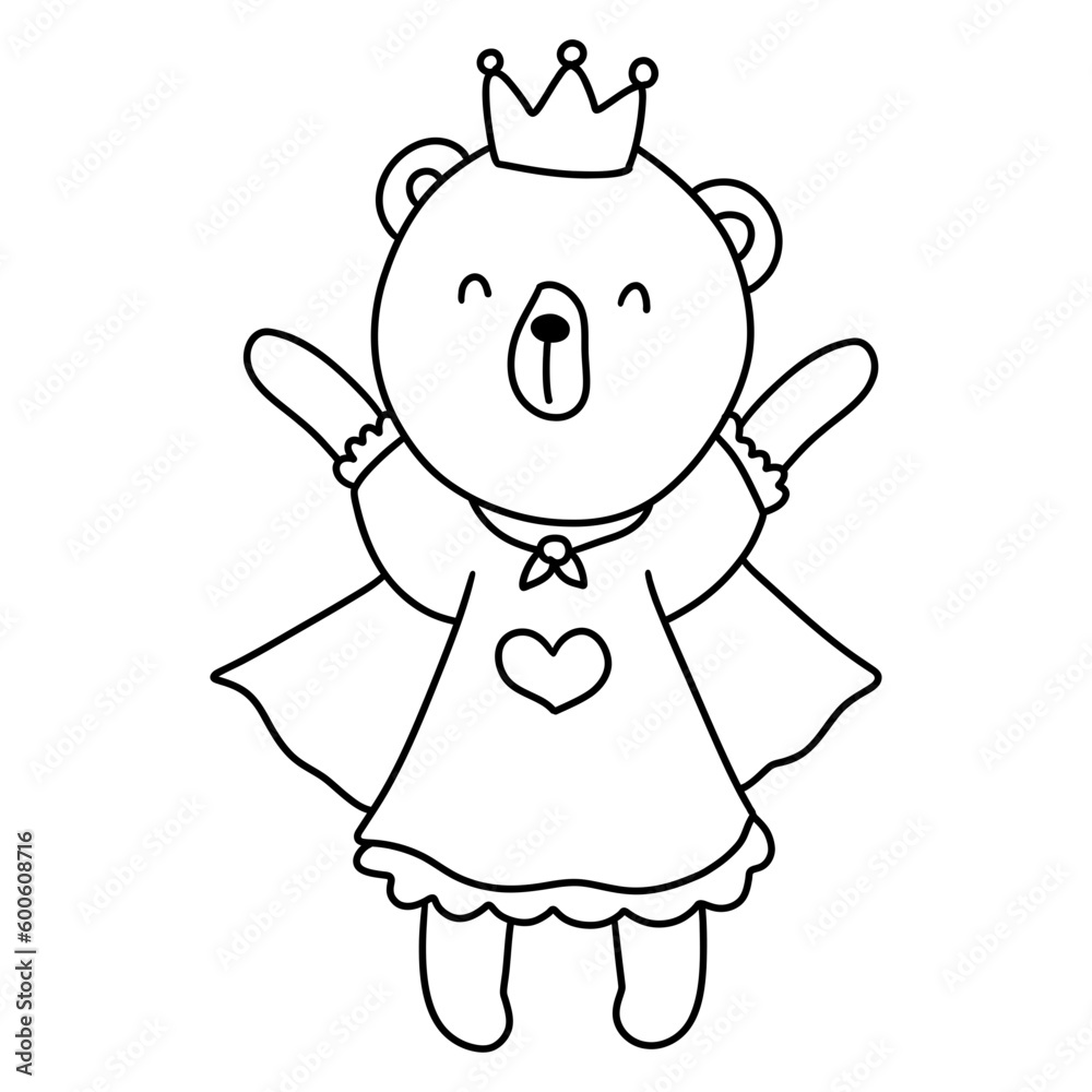 Cute cartoon mama bear princess, Teddy bear queen, Mother bear animal concept Cute cartoon mama bear princess, Teddy bear queen, Mother bear animal concept
