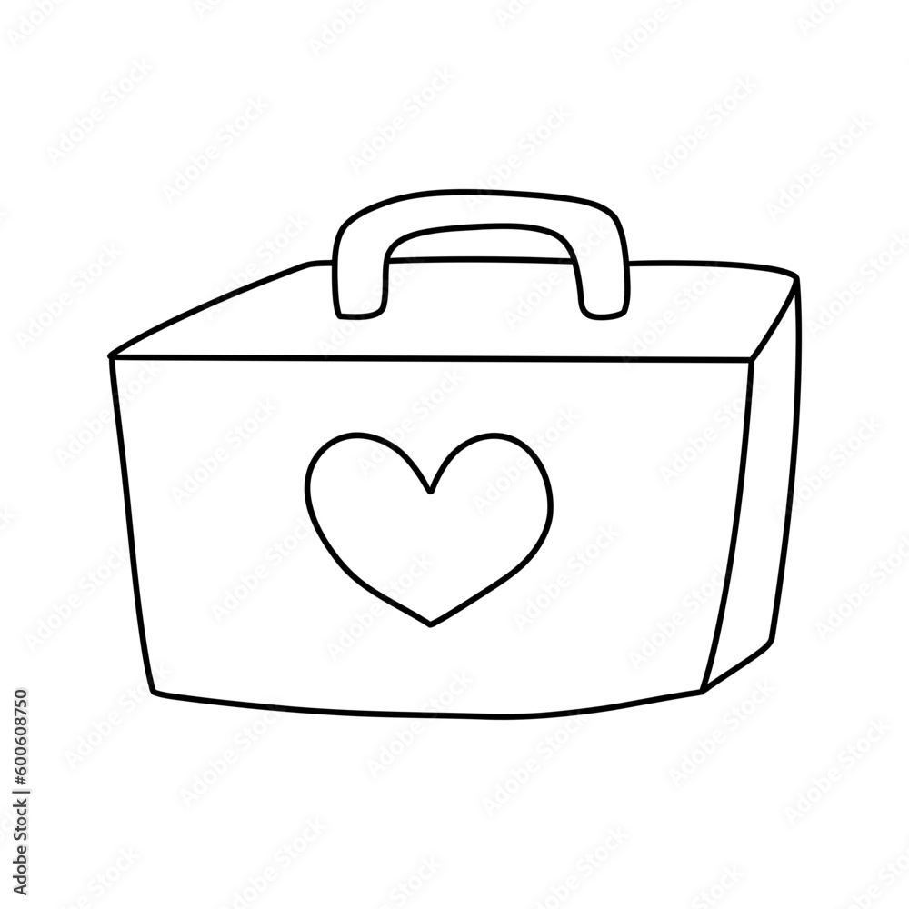 medicine box for first aid, Hand Drawn Illustration medicine box for first aid, Hand Drawn Illustration
