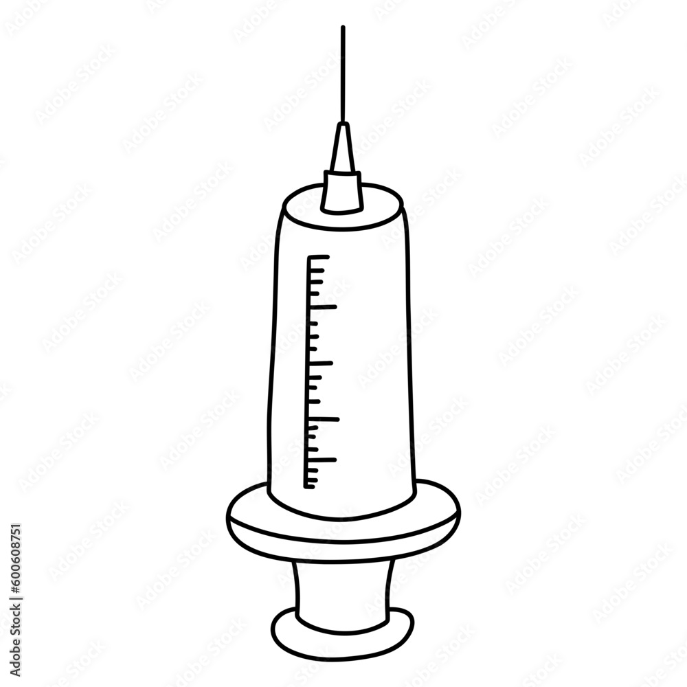 syringe, Hand Drawn Illustration syringe, Hand Drawn Illustration