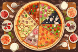 a delicious pizza with various toppings. generative ai