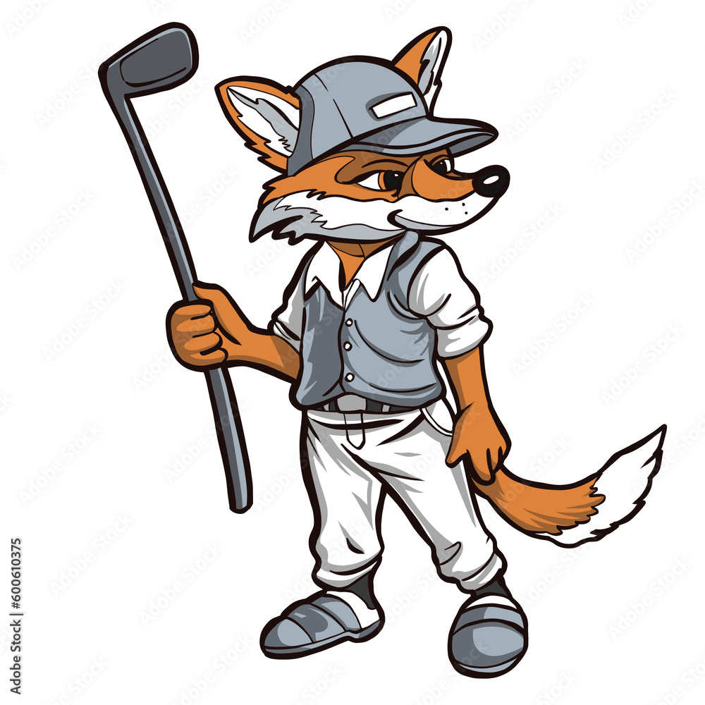 Obraz premium sport funny animal fox playing golf