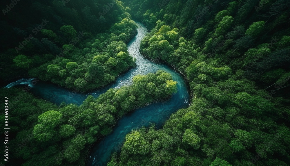 High up in the mountain range, tranquil beauty in nature generated by AI High up in the mountain range, tranquil beauty in nature generated by AI