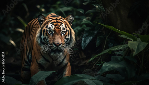 The majestic Bengal tiger  a striped beauty in nature wild generated by AI