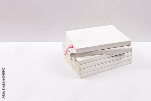 Stack of books on a white background. Back to school concept.