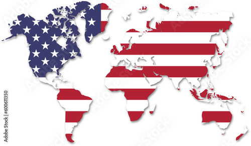 usa flag on globe maps - with blurred shadow