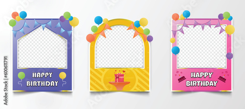 Vector illustration of colorful photocall happy birthday frames