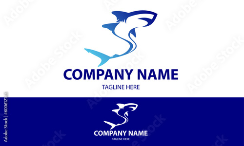 Blue Color Luxury Wave Shark Logo Design