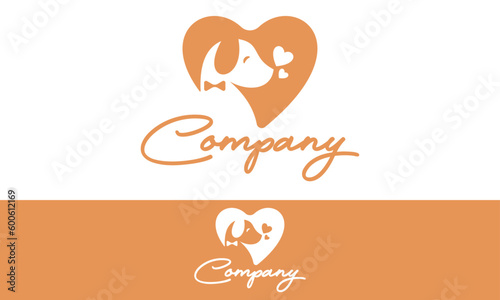 Brown Color Animal Dog Love Logo Design
