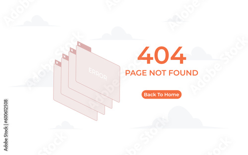 404 error with icon tab wedsite error design template for website photo