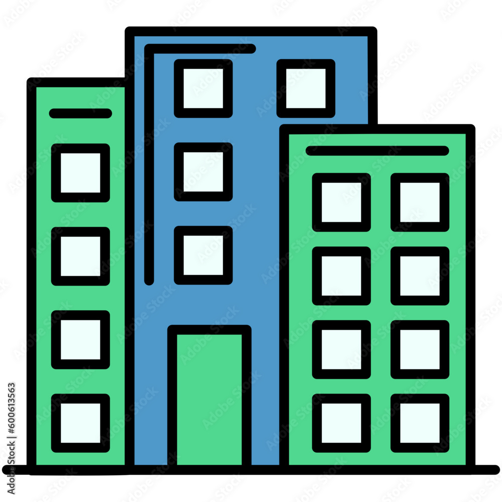 Building Icon. Urban Skyscraper Symbol. Line Filled Icon Style. Vector Stock Building Icon. Urban Skyscraper Symbol. Line Filled Icon Style. Vector Stock
